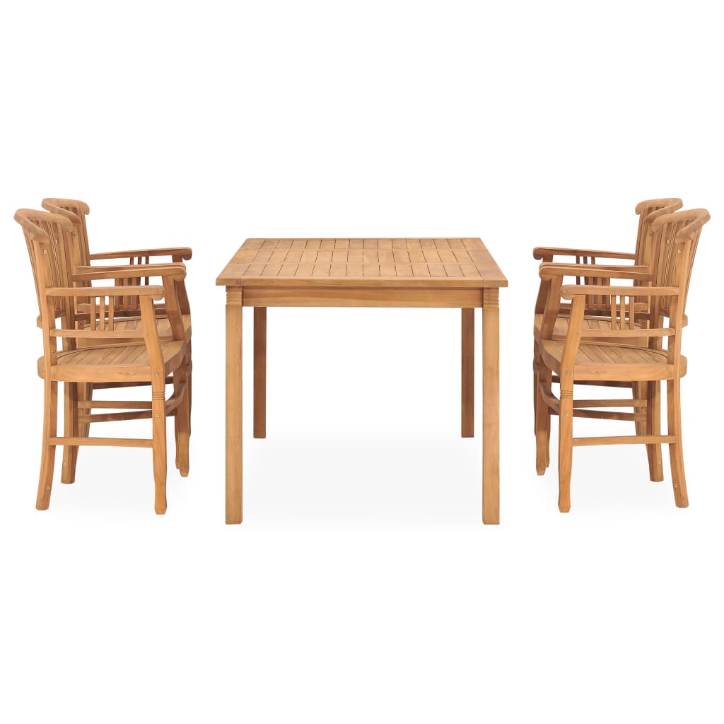 vidaXL Solid Teak Wood Garden Dining Set Chair 5/7 Piece with/without Cushion-34