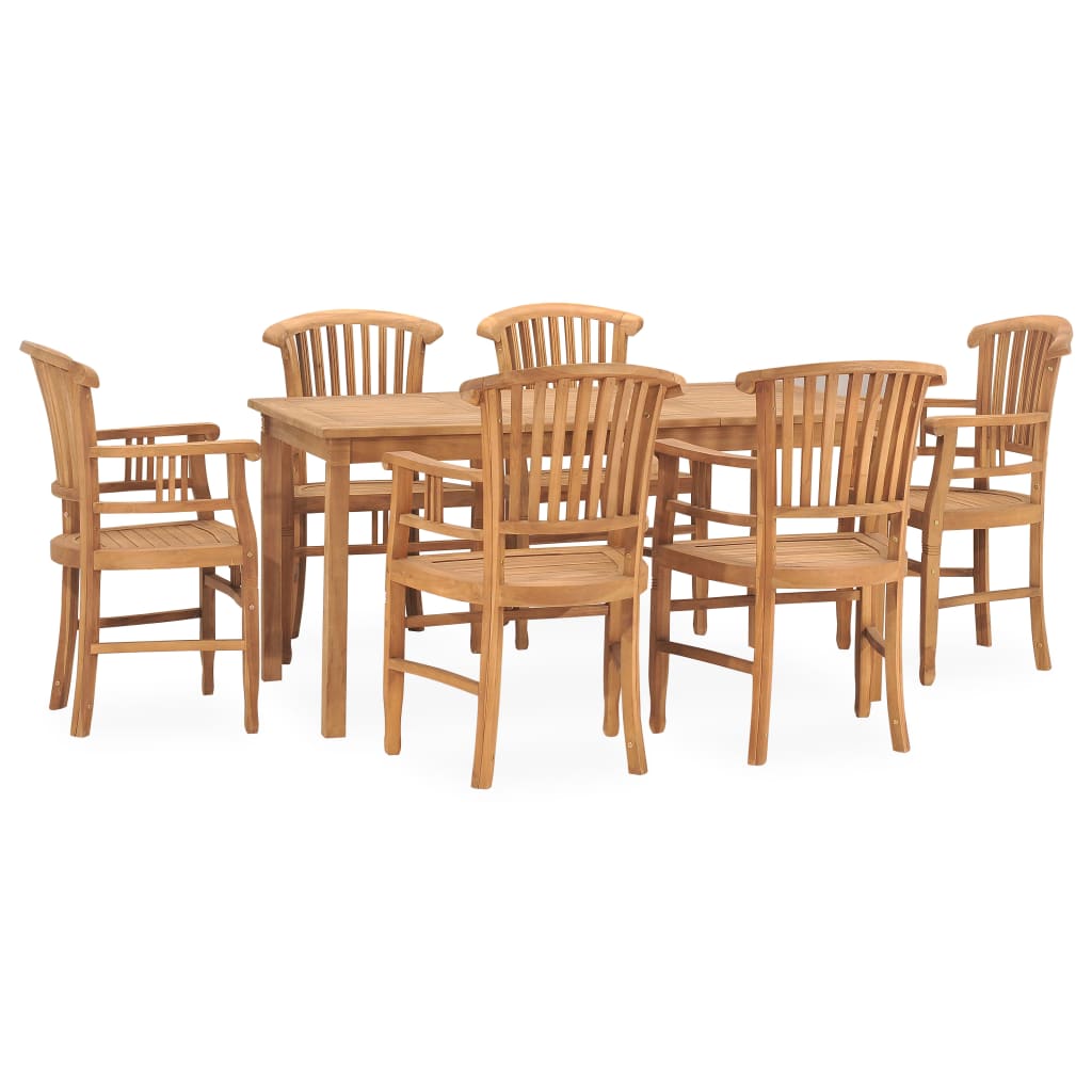 vidaXL Solid Teak Wood Garden Dining Set Chair 5/7 Piece with/without Cushion-44