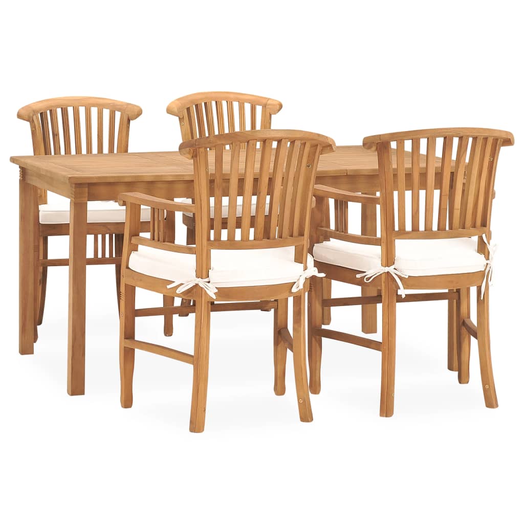 vidaXL Solid Teak Wood Garden Dining Set Chair 5/7 Piece with/without Cushion-7