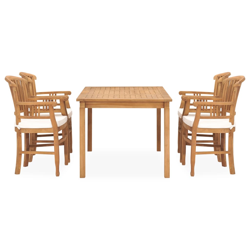 vidaXL Solid Teak Wood Garden Dining Set Chair 5/7 Piece with/without Cushion-12