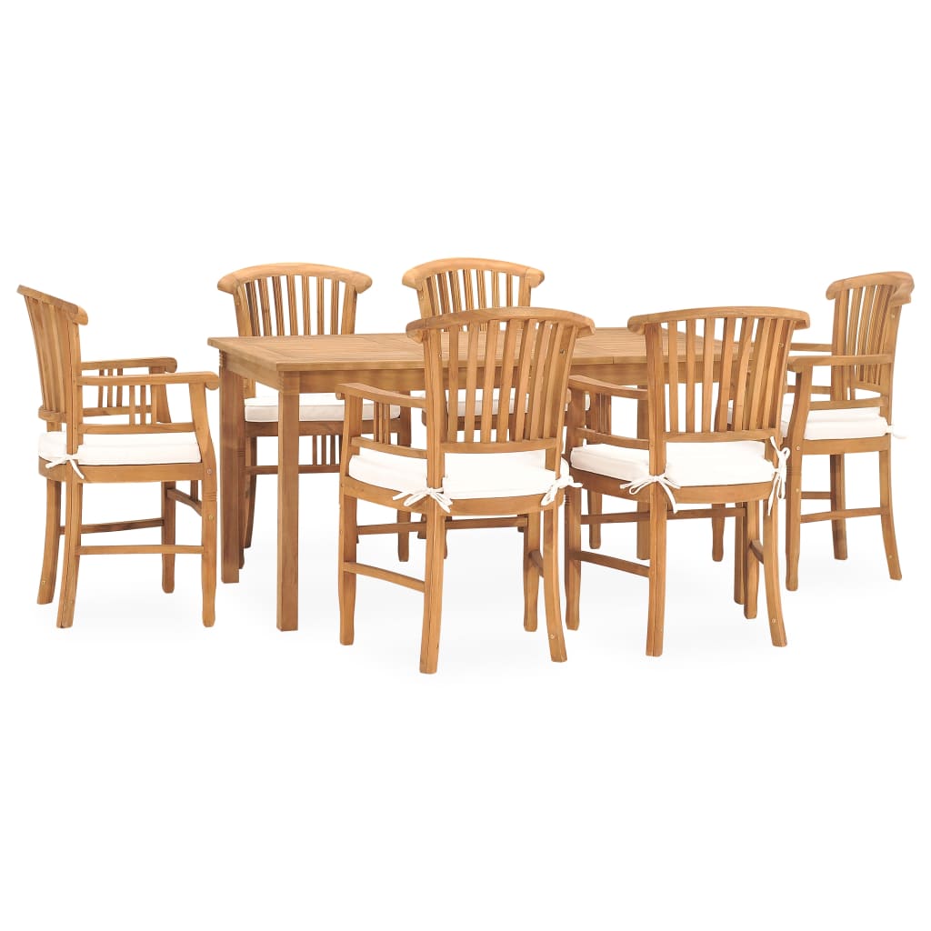 vidaXL Solid Teak Wood Garden Dining Set Chair 5/7 Piece with/without Cushion-3