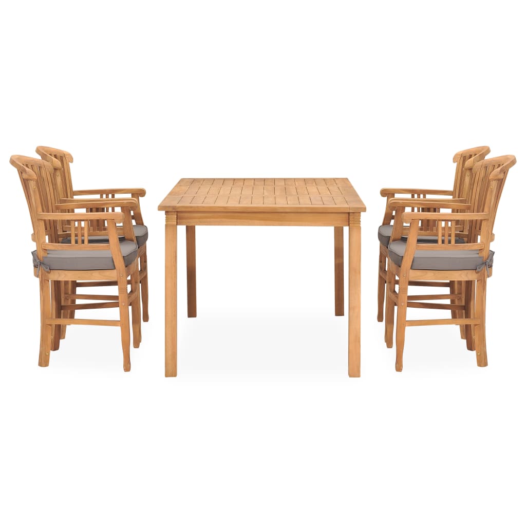 vidaXL Solid Teak Wood Garden Dining Set Chair 5/7 Piece with/without Cushion-25