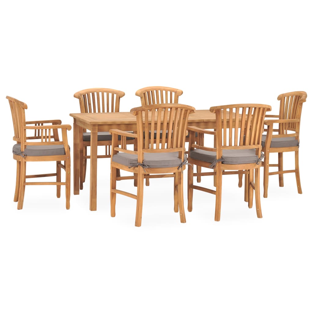 vidaXL Solid Teak Wood Garden Dining Set Chair 5/7 Piece with/without Cushion-39