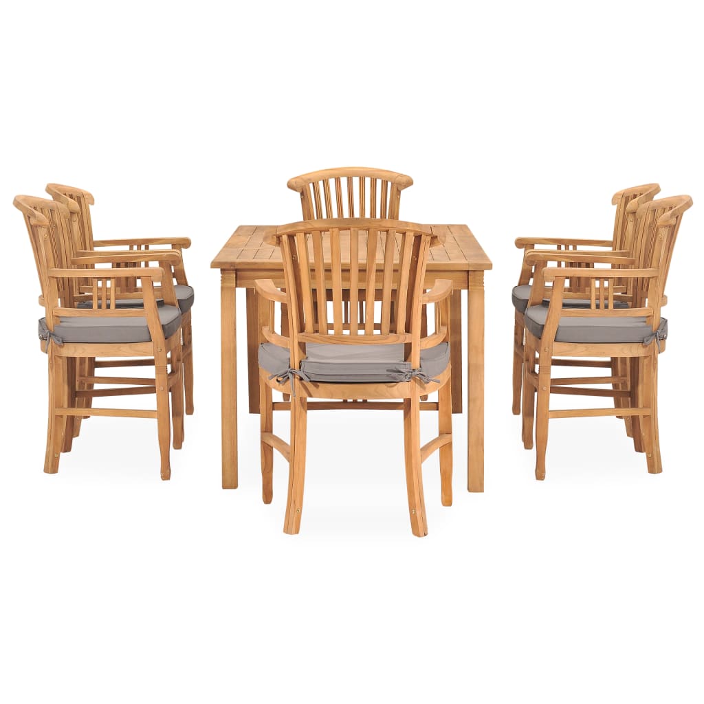 vidaXL Solid Teak Wood Garden Dining Set Chair 5/7 Piece with/without Cushion-43