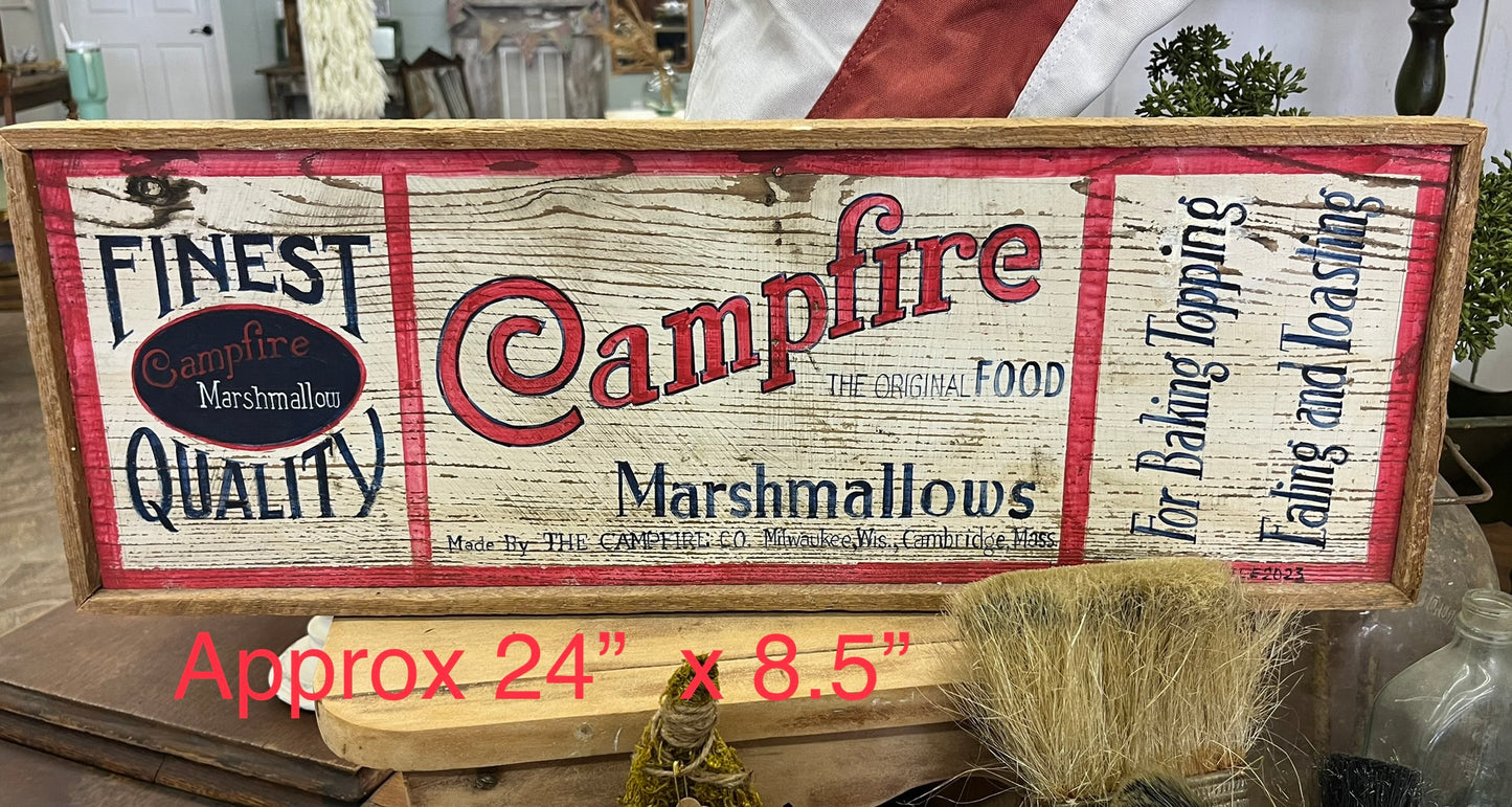 Hand Painted Campfire Marshmallow Sign