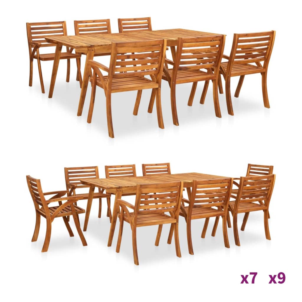 vidaXL Solid Acacia Wood Garden Dining Set 7/9 Pieces Outdoor Dinner Dinette-7