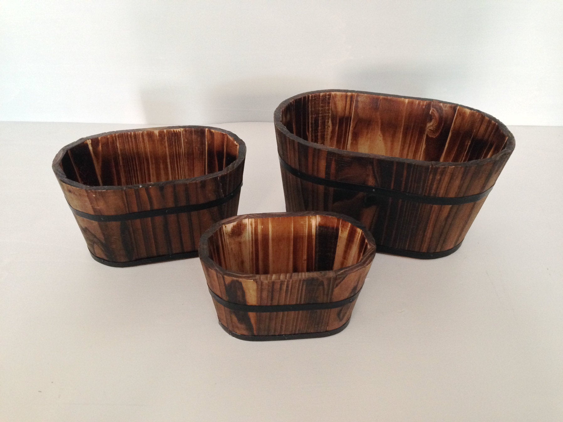 1" x 10" x 7" Brown, Wood Garden Planter - 3 Piece-0