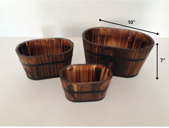 1" x 10" x 7" Brown, Wood Garden Planter - 3 Piece-1