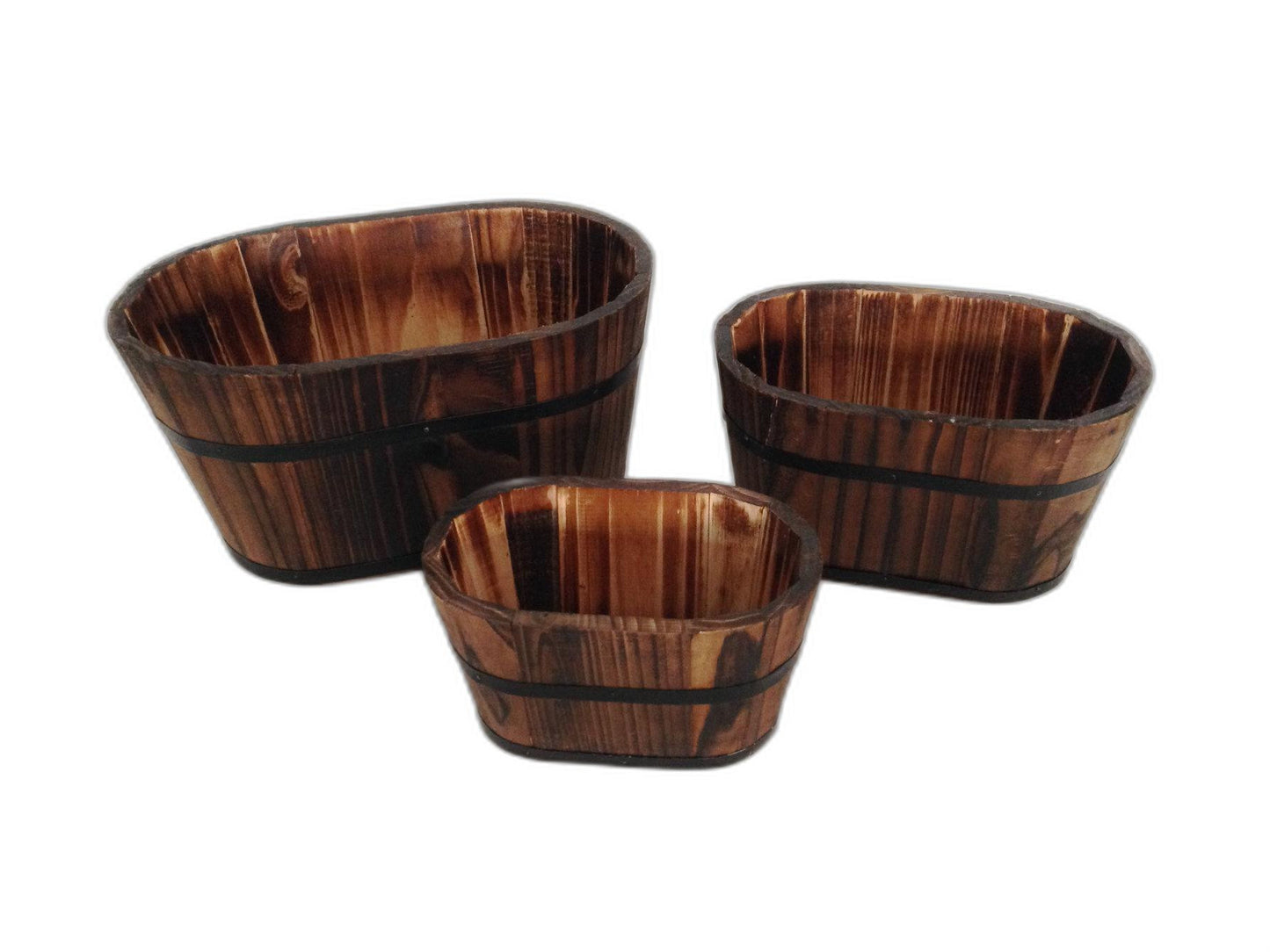 1" x 10" x 7" Brown, Wood Garden Planter - 3 Piece-3