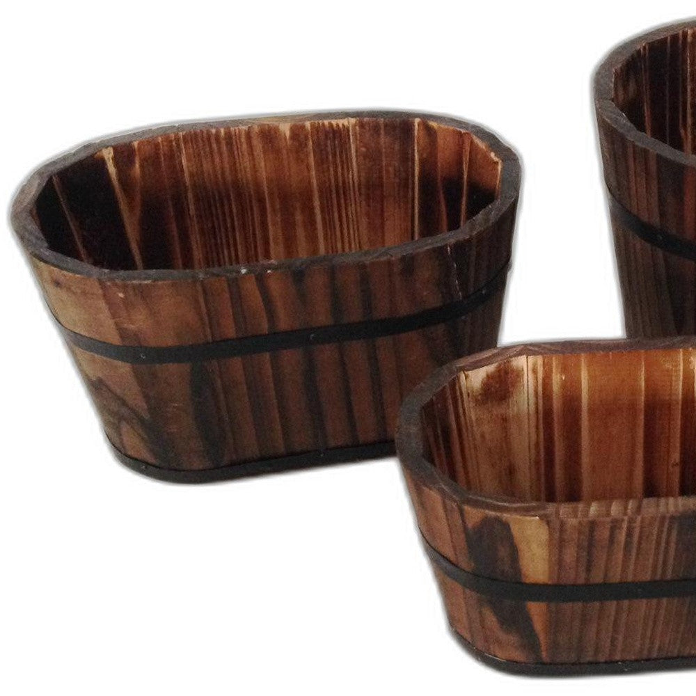 1" x 10" x 7" Brown, Wood Garden Planter - 3 Piece-4