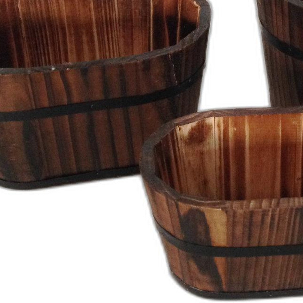 1" x 10" x 7" Brown, Wood Garden Planter - 3 Piece-5