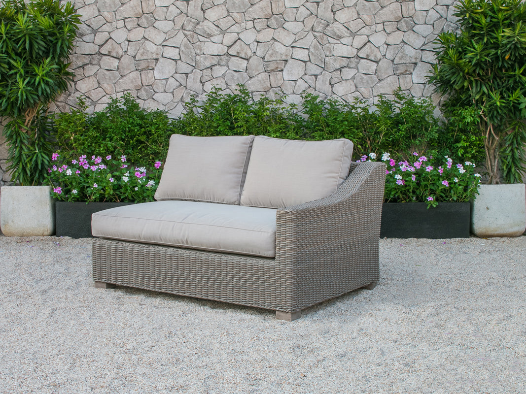 30" Aluminum  Wood  and Rattan Sectional Sofa Set-2
