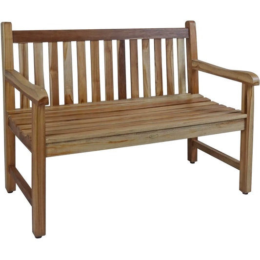 Compact Teak Outdoor Bench with Straight Design in Natural Finish-0