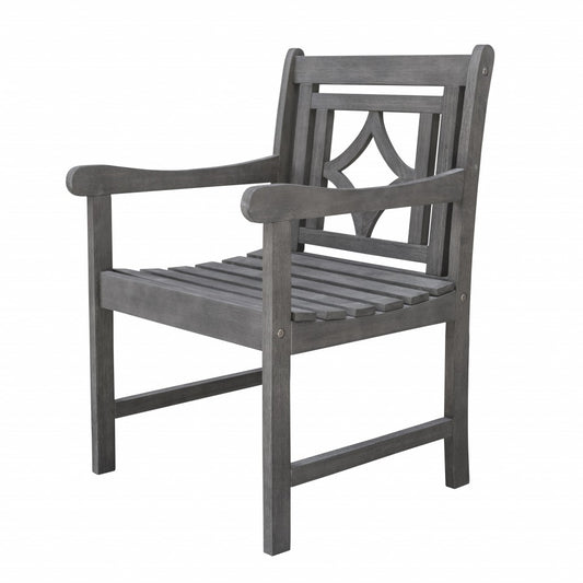 Distressed Dining Armchair with Decorative Back-0