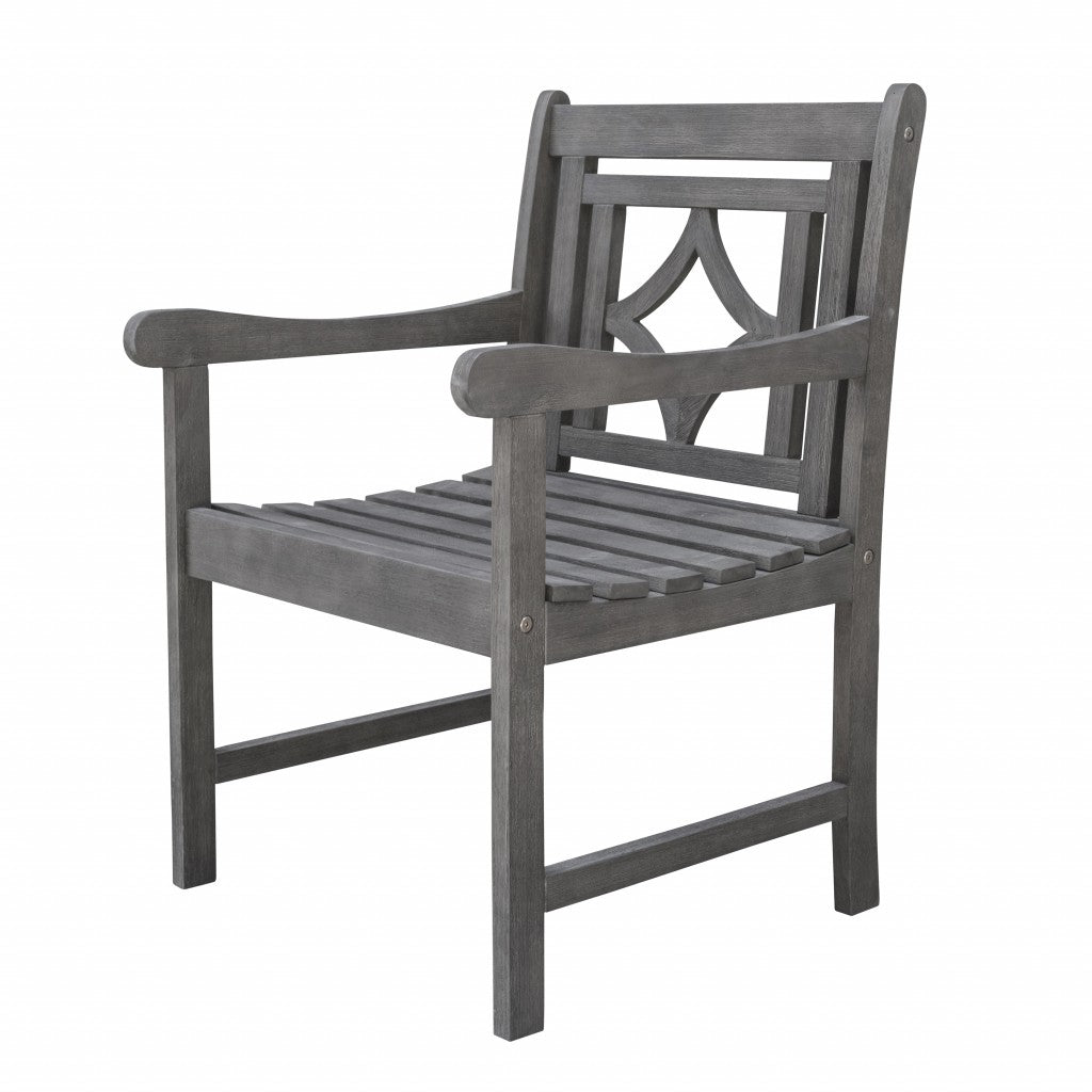 Distressed Dining Armchair with Decorative Back-2