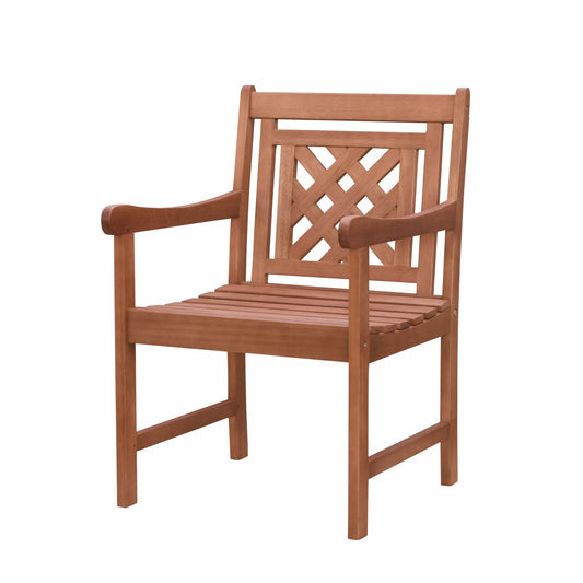 Brown Dining Armchair with Hatched Back-0