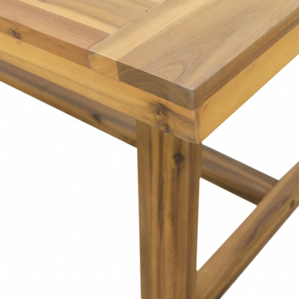 Natural Wood Dining Table with Leg Support-4