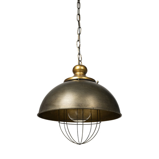 Rustic Gold Ton Metal Dome Hanging Light-0