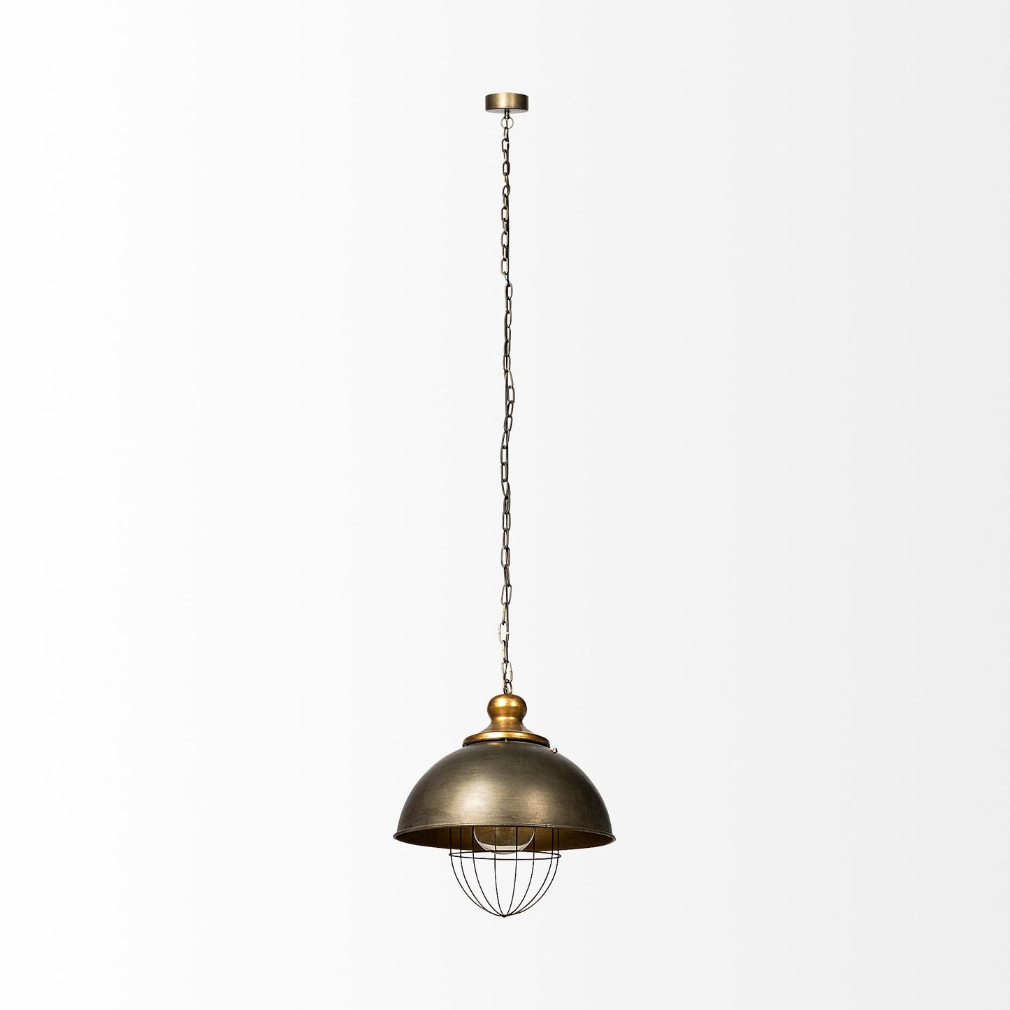 Rustic Gold Ton Metal Dome Hanging Light-1