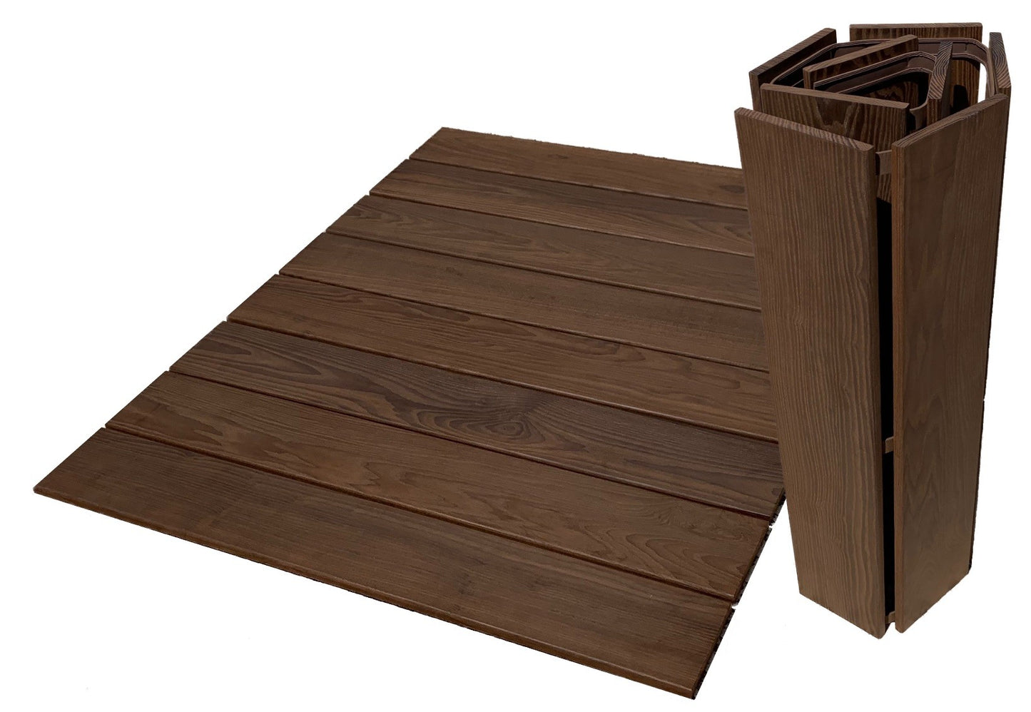 Rustic Dark Brown Roll Out Indoor Outdoor Wood Floor Mat-0