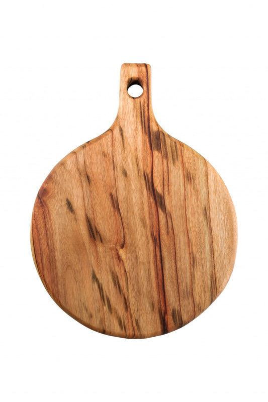 Natural Laurel Wood Anti Bacterial Round Pizza Paddle Board-0