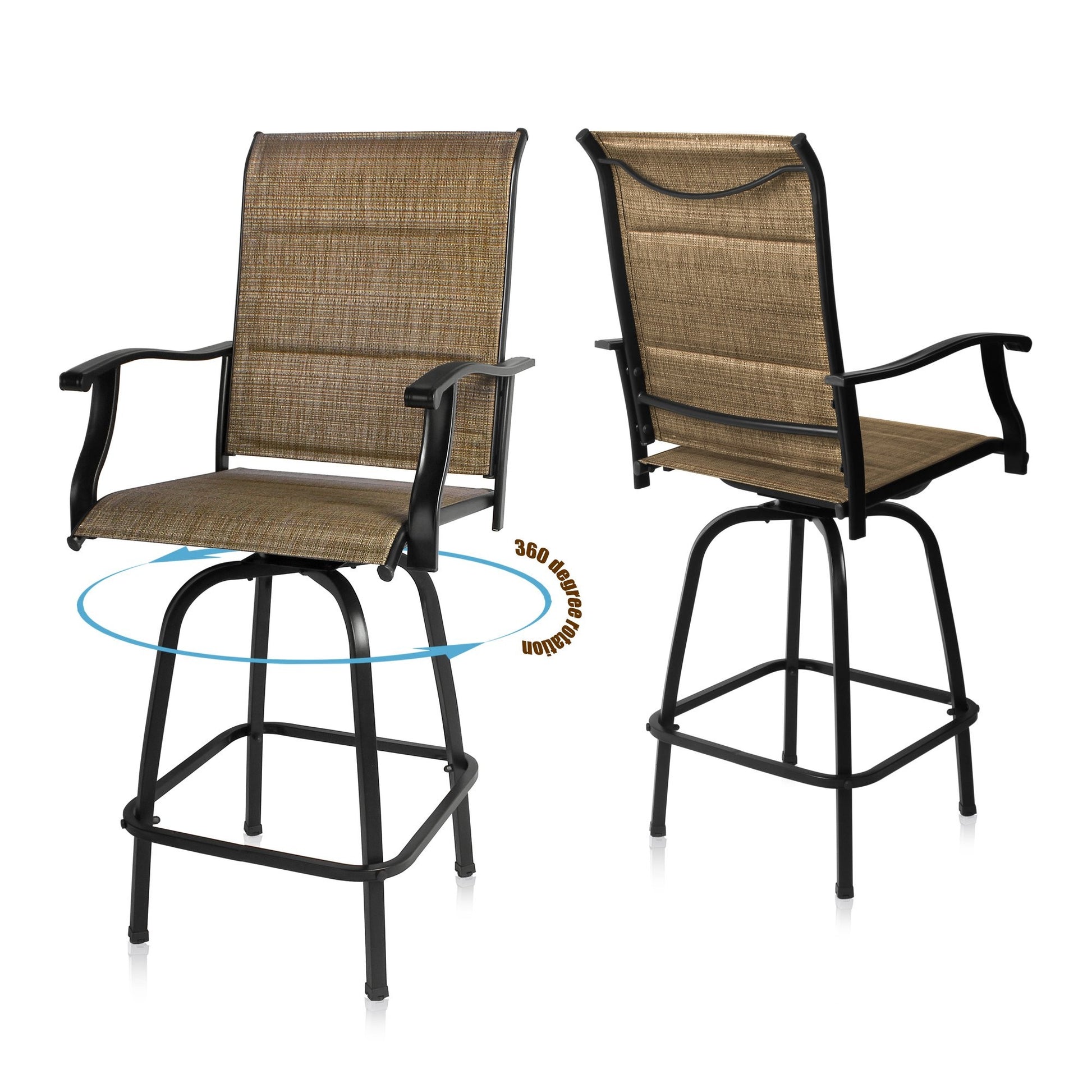 Set of 2 Brown Swivel Indoor Outdoor Bar Stools-1