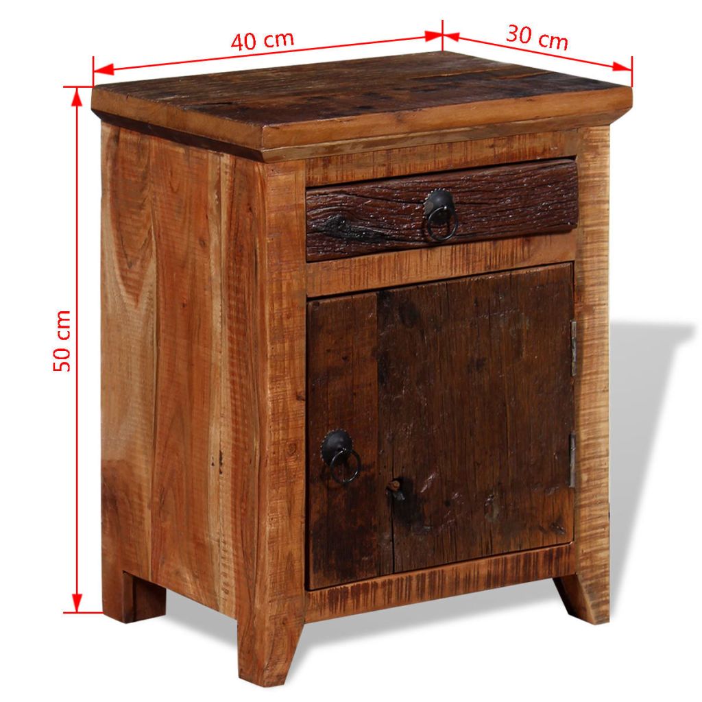 vidaXL Nightstand Solid Acacia Reclaimed Wood