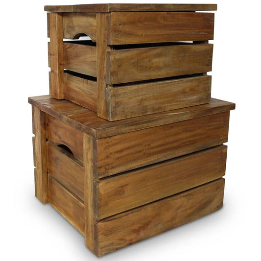 vidaXL Storage Crate Set 2 Pieces Solid Reclaimed Wood-0