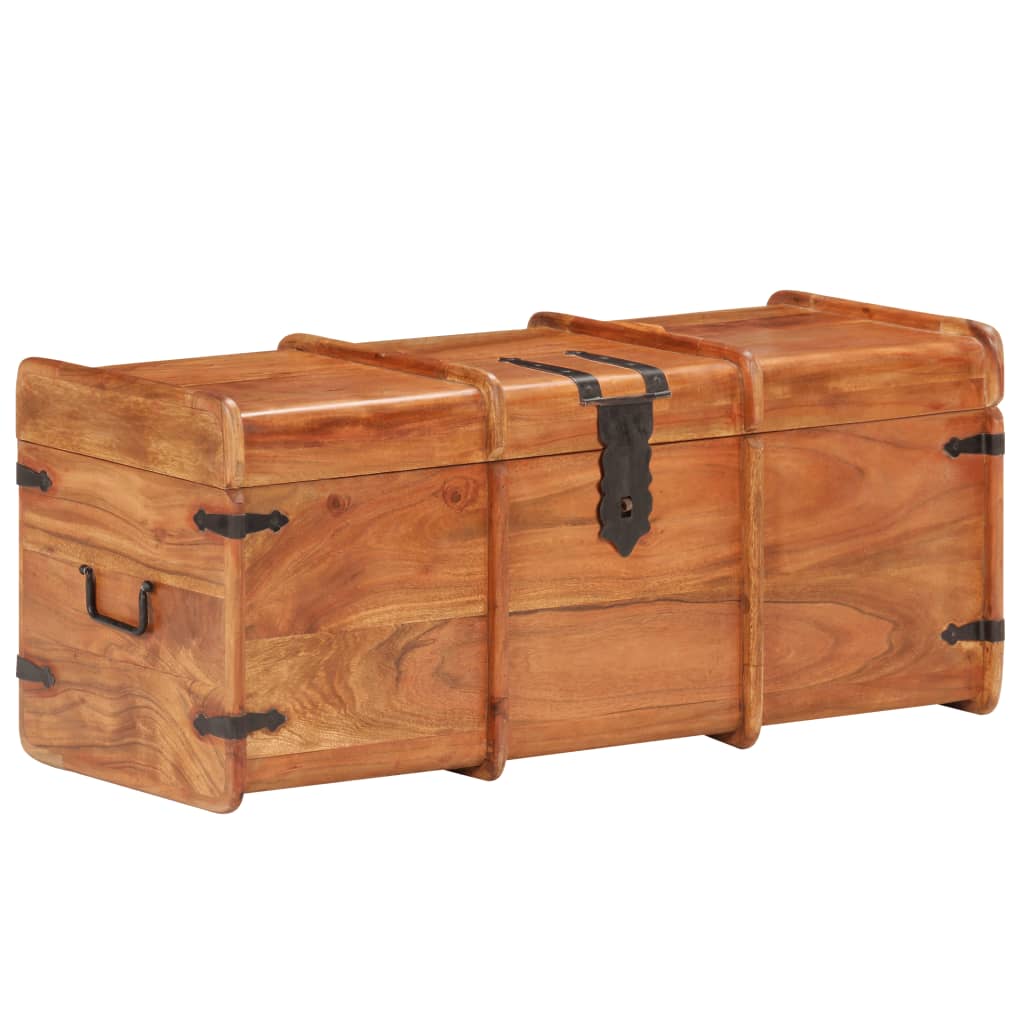 vidaXL Solid Acacia Wood Chest Storage Box Bench Hall 15.7"/35.4" Brown/White