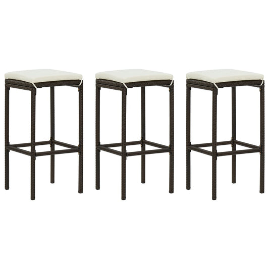 vidaXL 2/3/4/6x Bar Stool with Cushions Poly Rattan Counter Seat Multi Colors