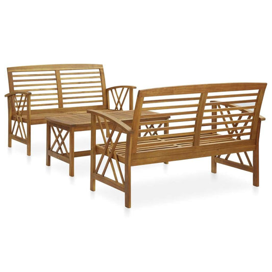 vidaXL Acacia Wood Garden Lounge Set 3 Piece with/without Cushions White/Gray